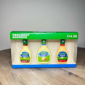 H Hidden Valley Ranch Dressing Bottle Christmas Ornament Ruz Set Of 3 In Box